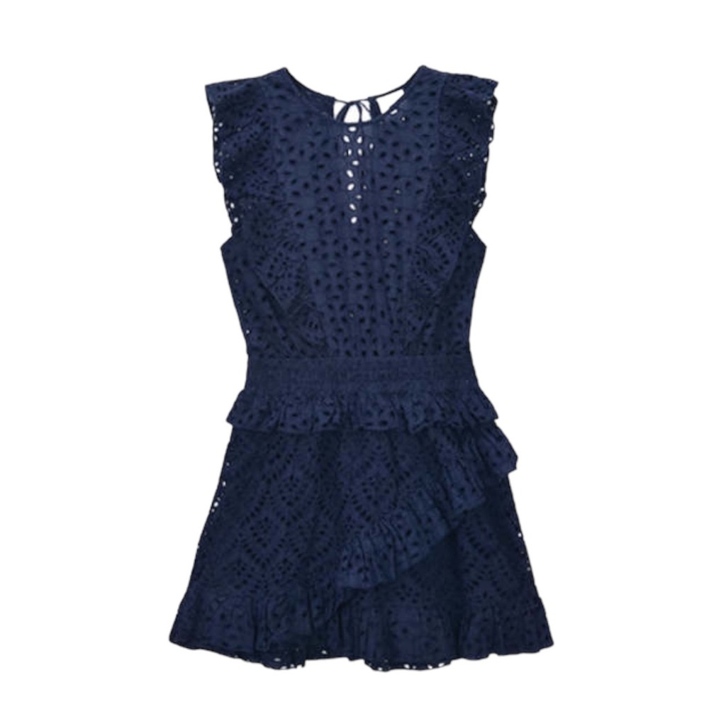 MISA LOS ANGELES Kayla Eyelet Ruffle Mini Dress - Navy